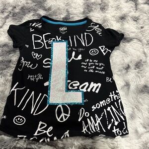 Self Esteem Black Tee with Blue and White Graphics